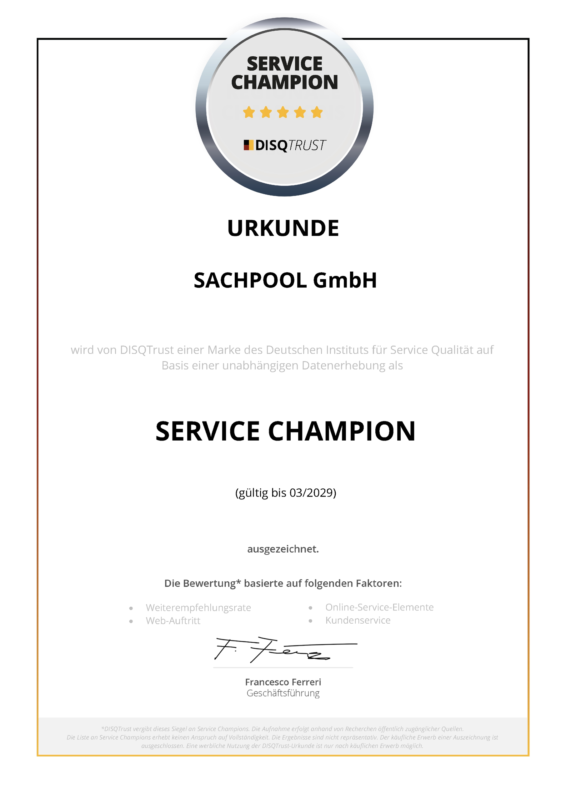 Urkunde DISQTrust
